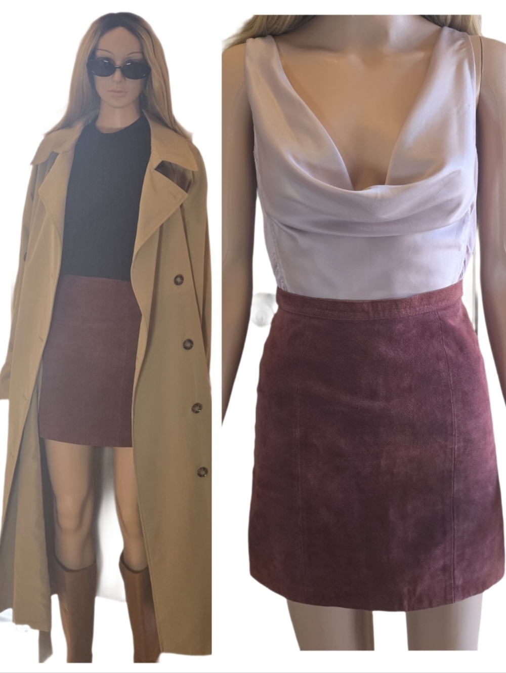 Vintage 90's Minimalist SUEDE Jay Jacobs Winlit mini in a Burgundy shade. EUC